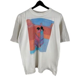 Vintage 1991 Art Collection Native American Heritage Graphic White Shirt Size L